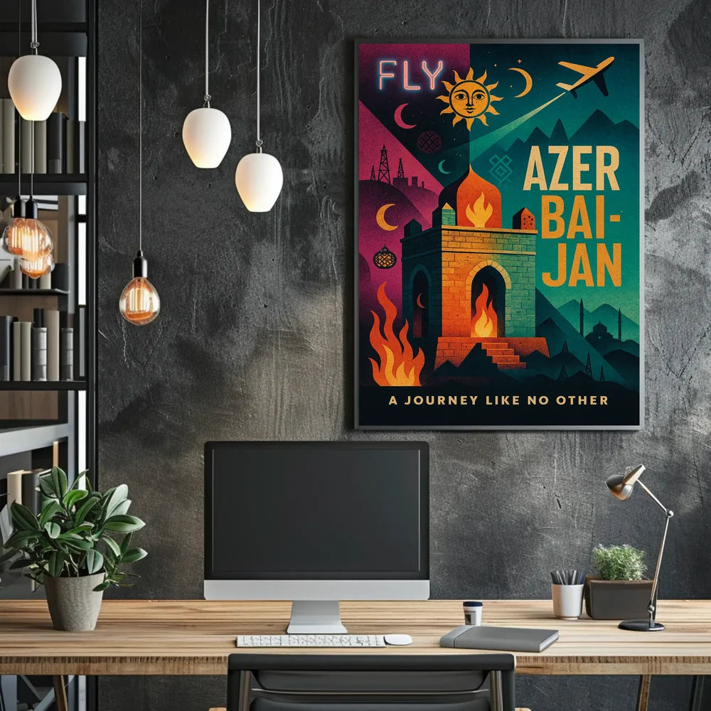 Azerbaijan Travel Adventure Vintage Mystical Landmarks Travel Poster PosterGoat