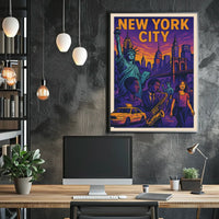 Vibrant New York City Poster For Home Decor With Jazz