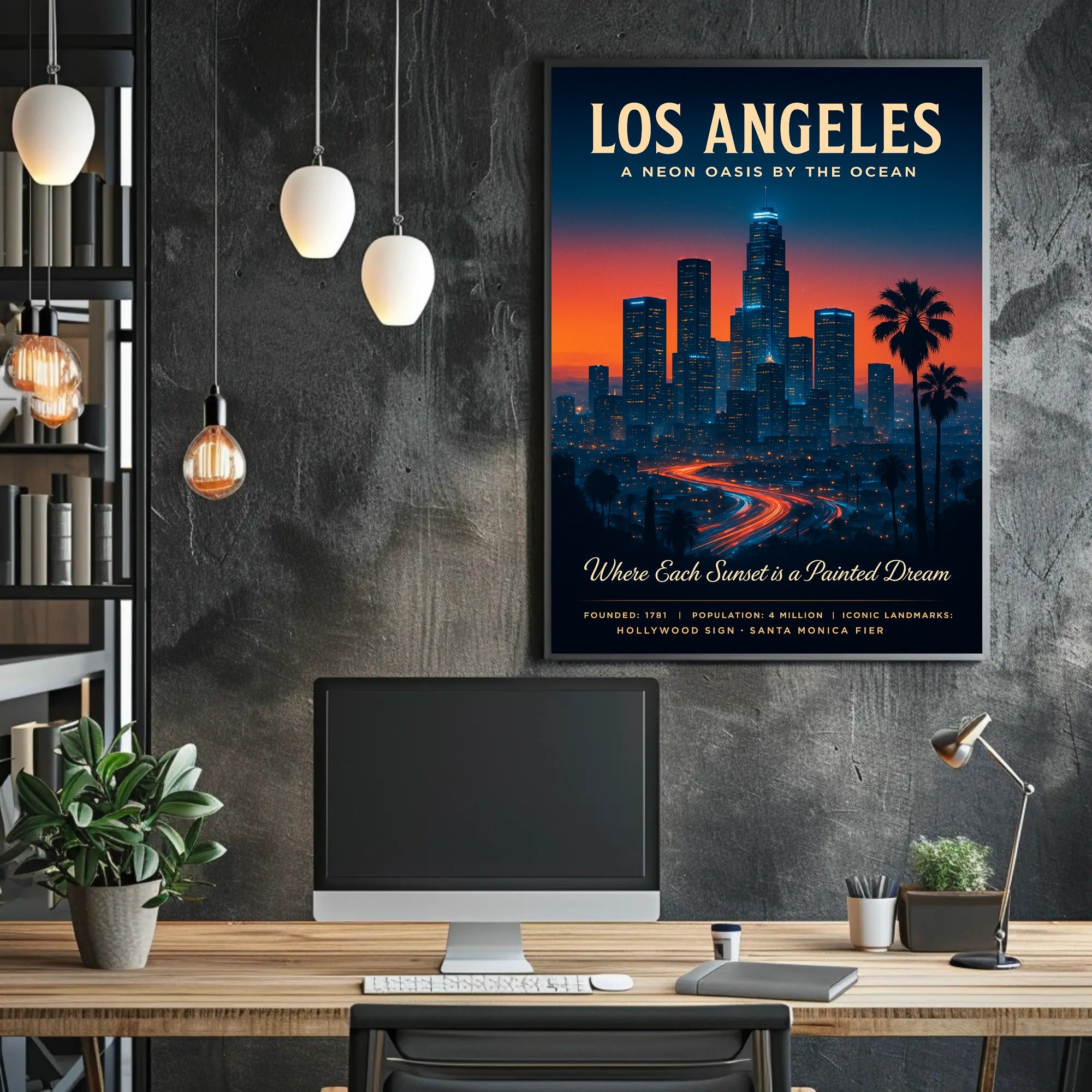 Los Angeles A Neon Oasis Poster PosterGoat