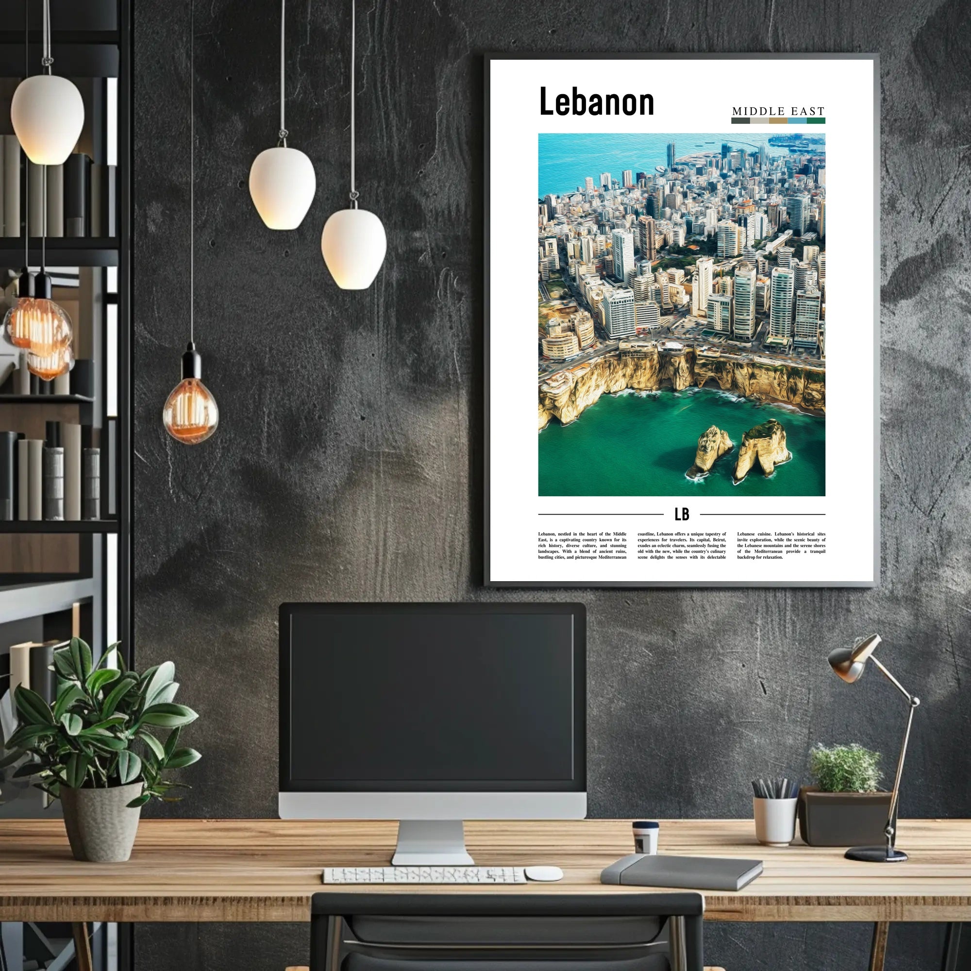 Beirut Skyline Vivid Urban Landscape Travel Poster PosterGoat