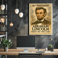 Abraham Lincoln 16th President of the United States Exaggerated Cartoon Sketch Poster