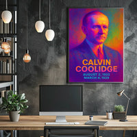Calvin Coolidge 30th President of the United States Neon Gradient Overlay Poster