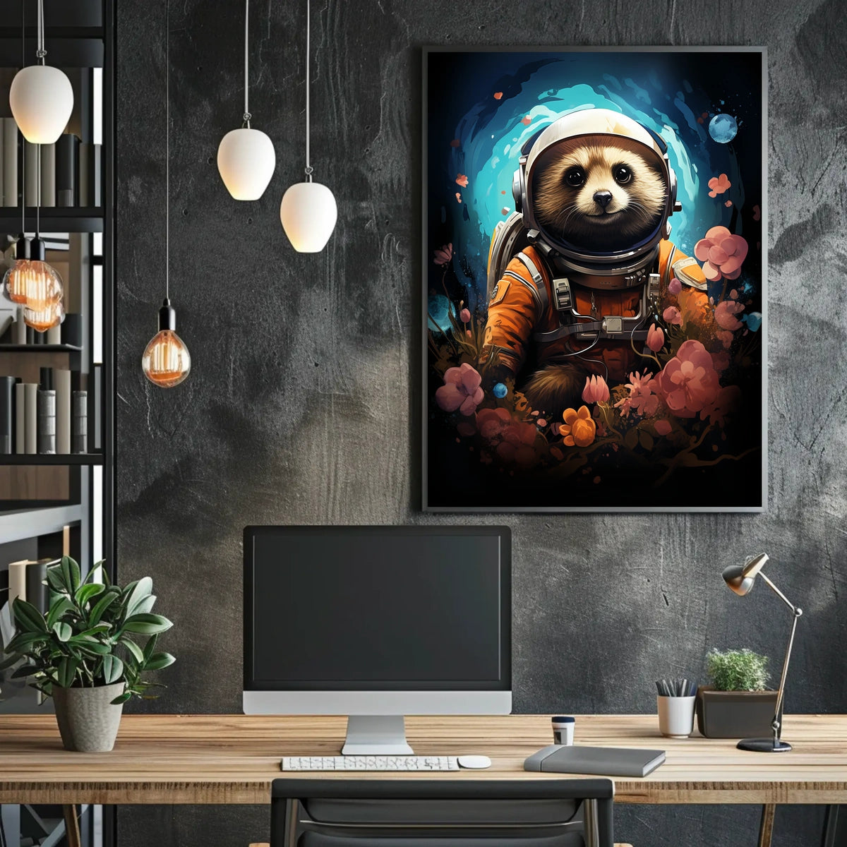 Cosmic Explorer Astronaut Raccoon Poster Wall Art Print