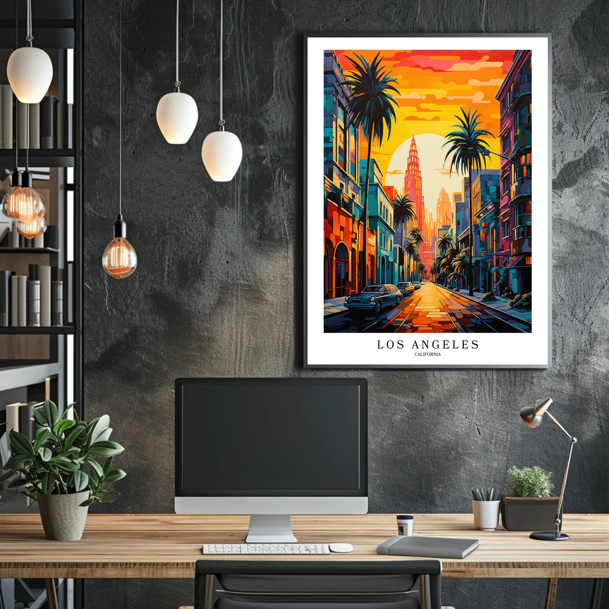 Los Angeles Vibrant Urban Scene Art Print - Urban or Cityscape Poster PosterGoat