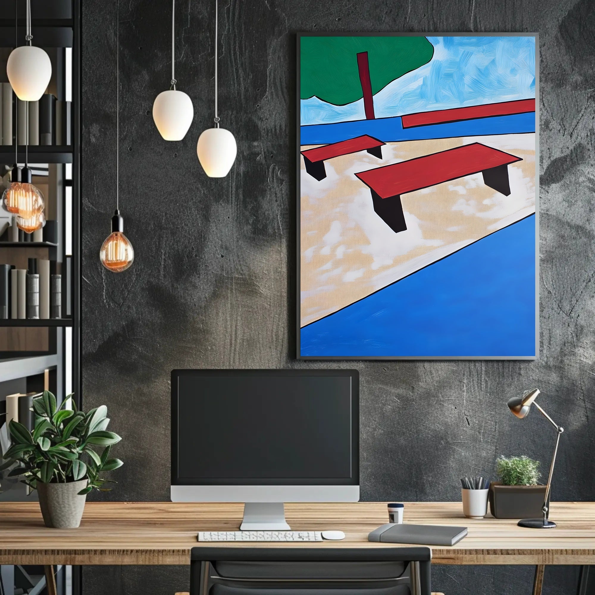 Abstract Park Scene Poster Modern Minimalist Print