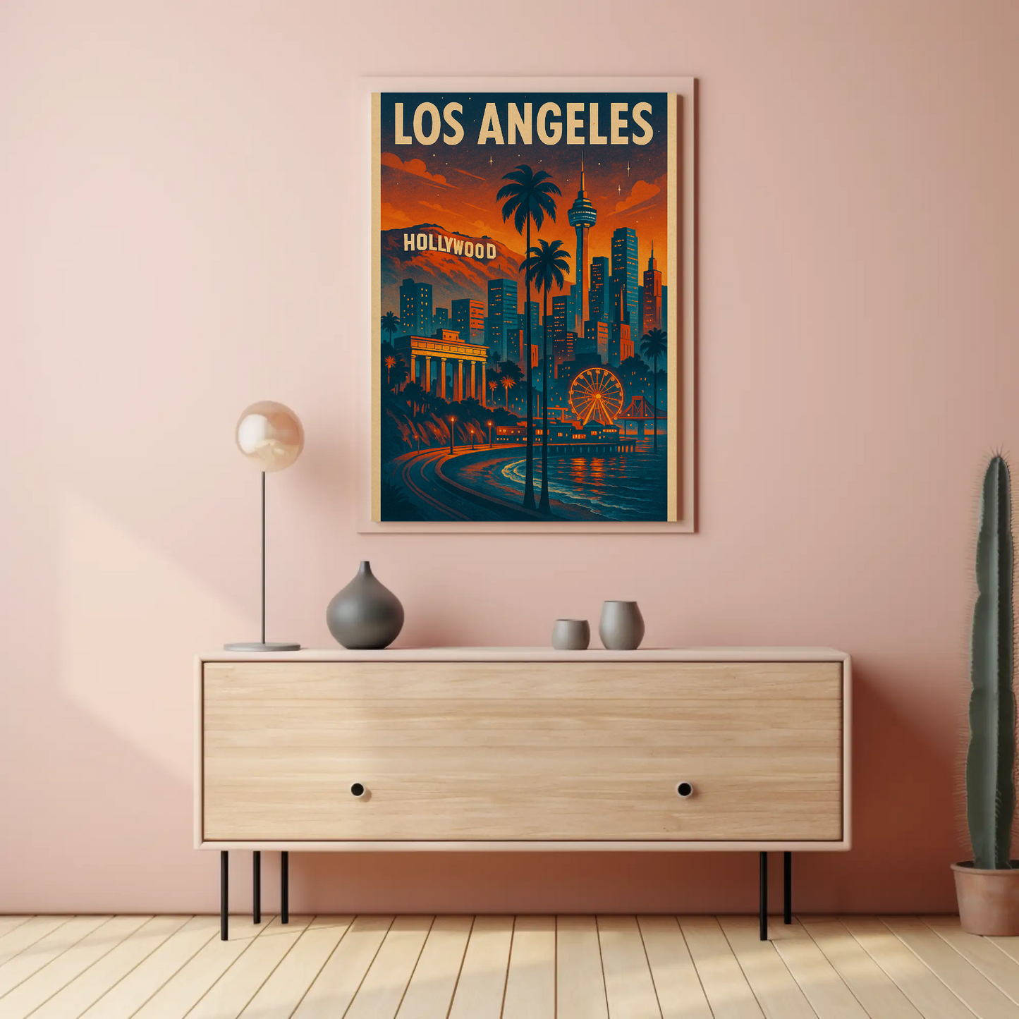 Los Angeles Hollywood Sunset Travel Poster