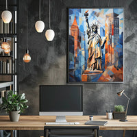 Statue of Liberty City Icon Poster Abstract Wall Art