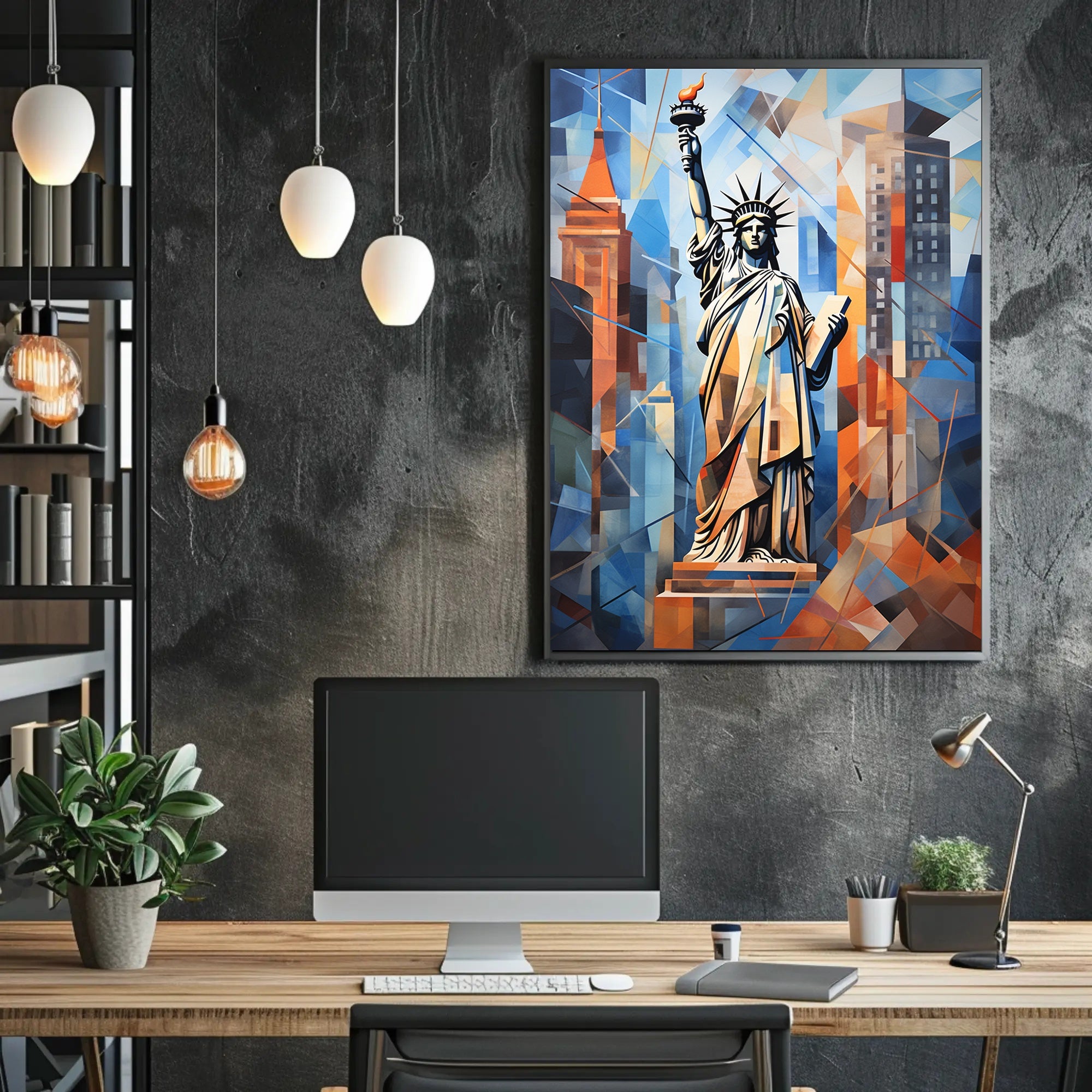 Statue of Liberty City Icon Poster Abstract Wall Art