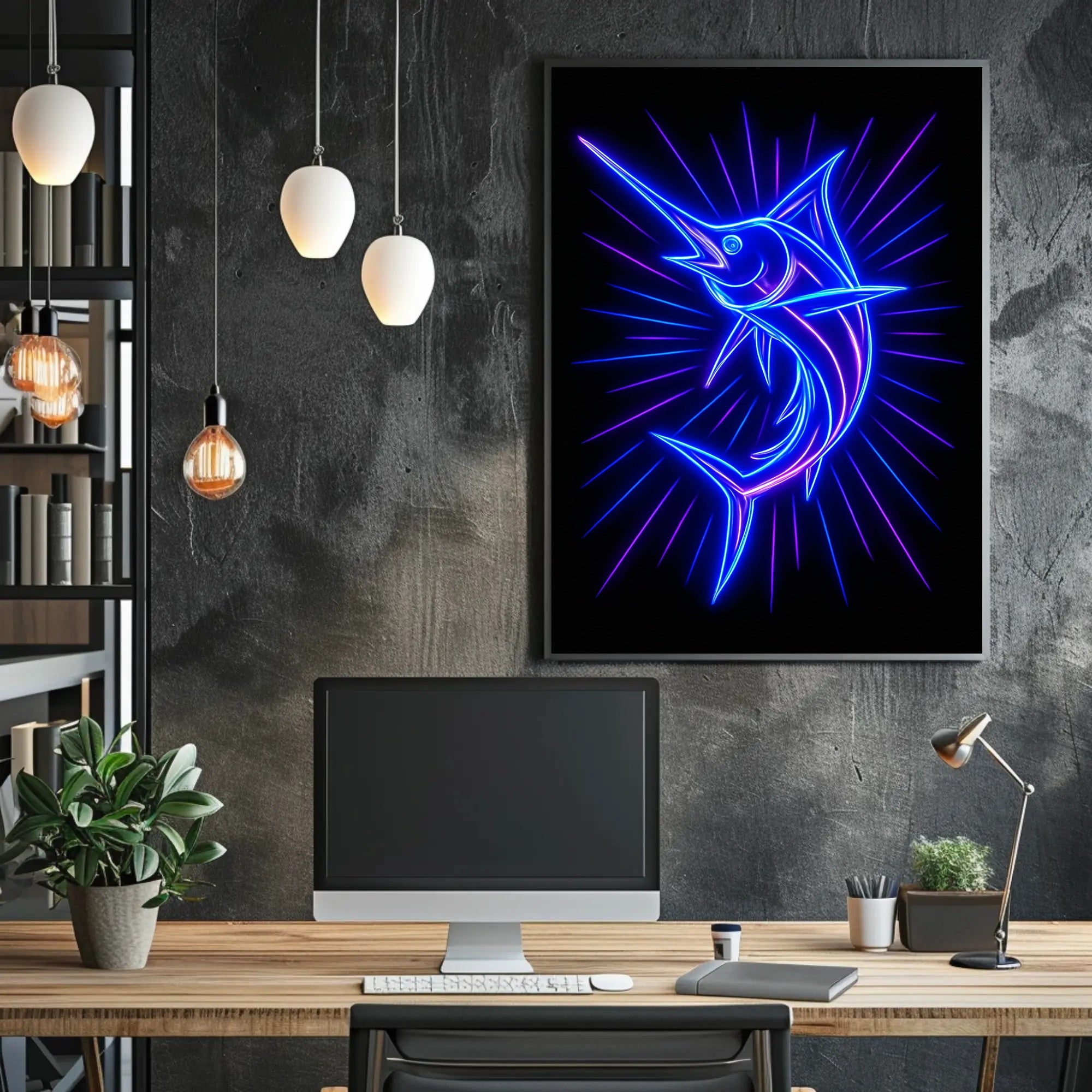 Neon Marlin Poster PosterGoat