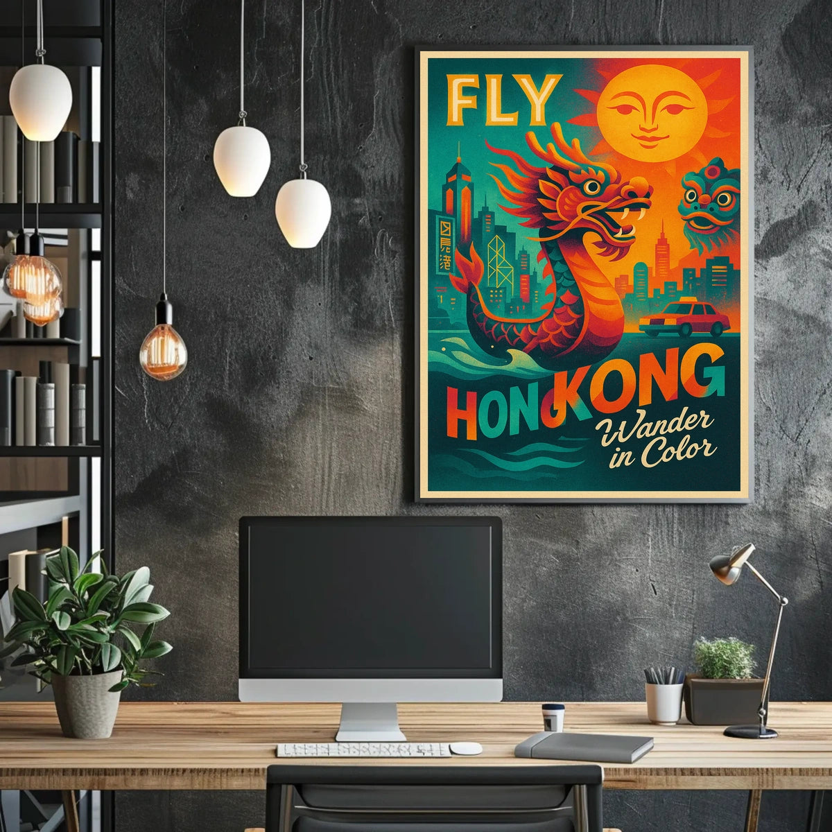 Fly To Hong Kong Wander In Color Poster