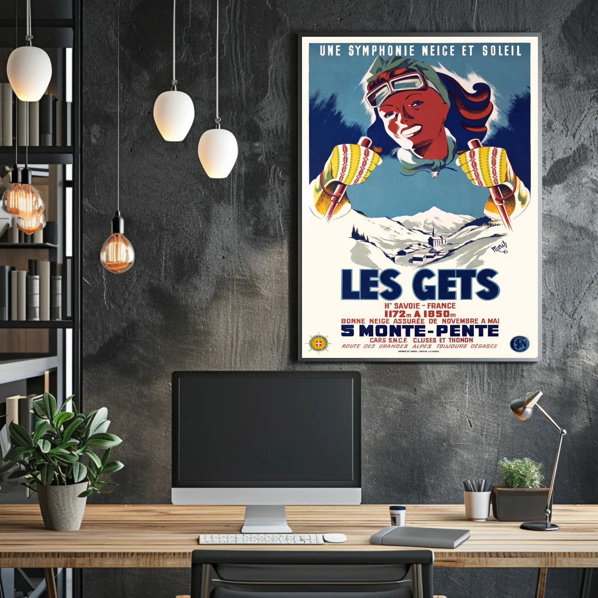Les Gets Retro Skiing Travel Poster PosterGoat