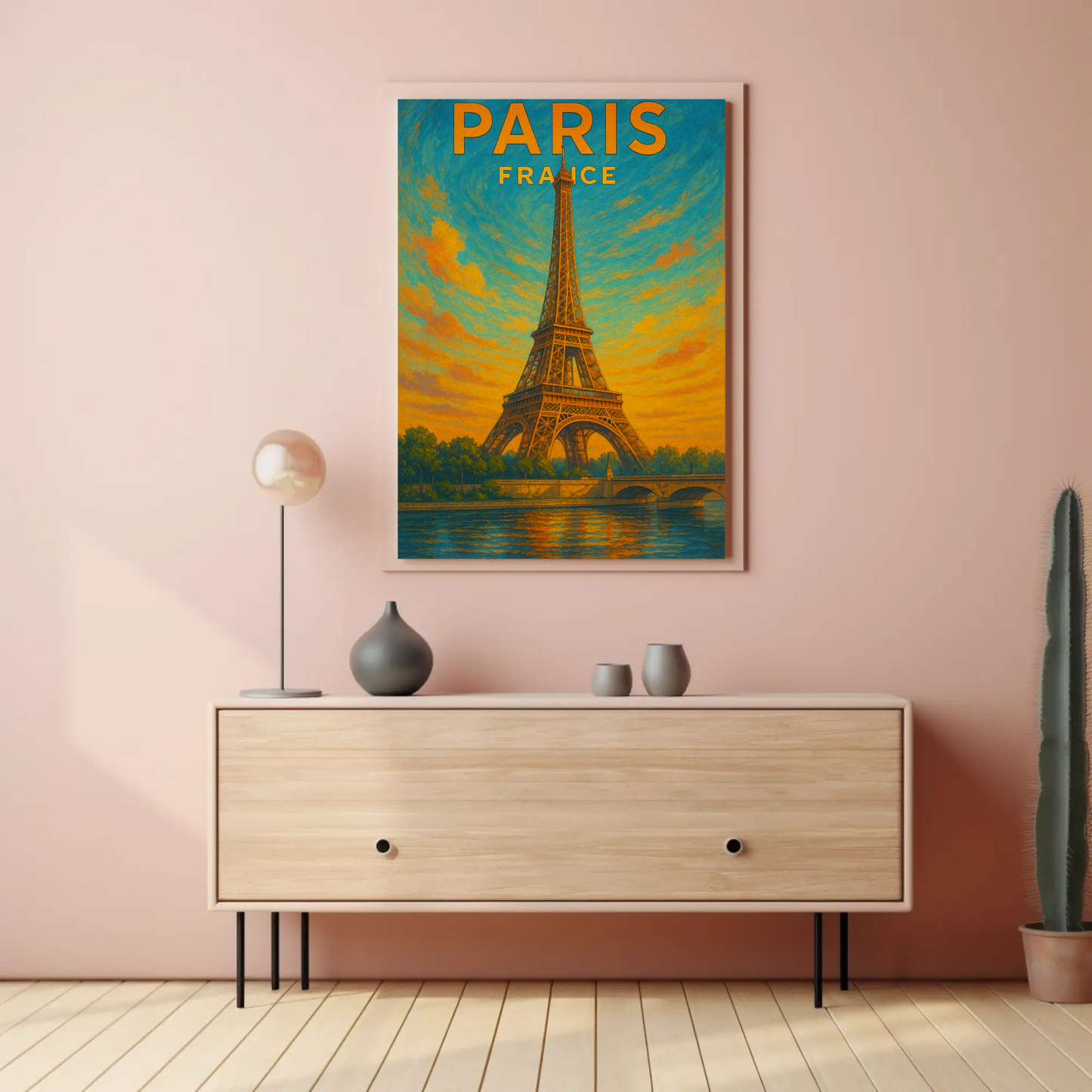 Paris Eiffel Sunset Travel Poster
