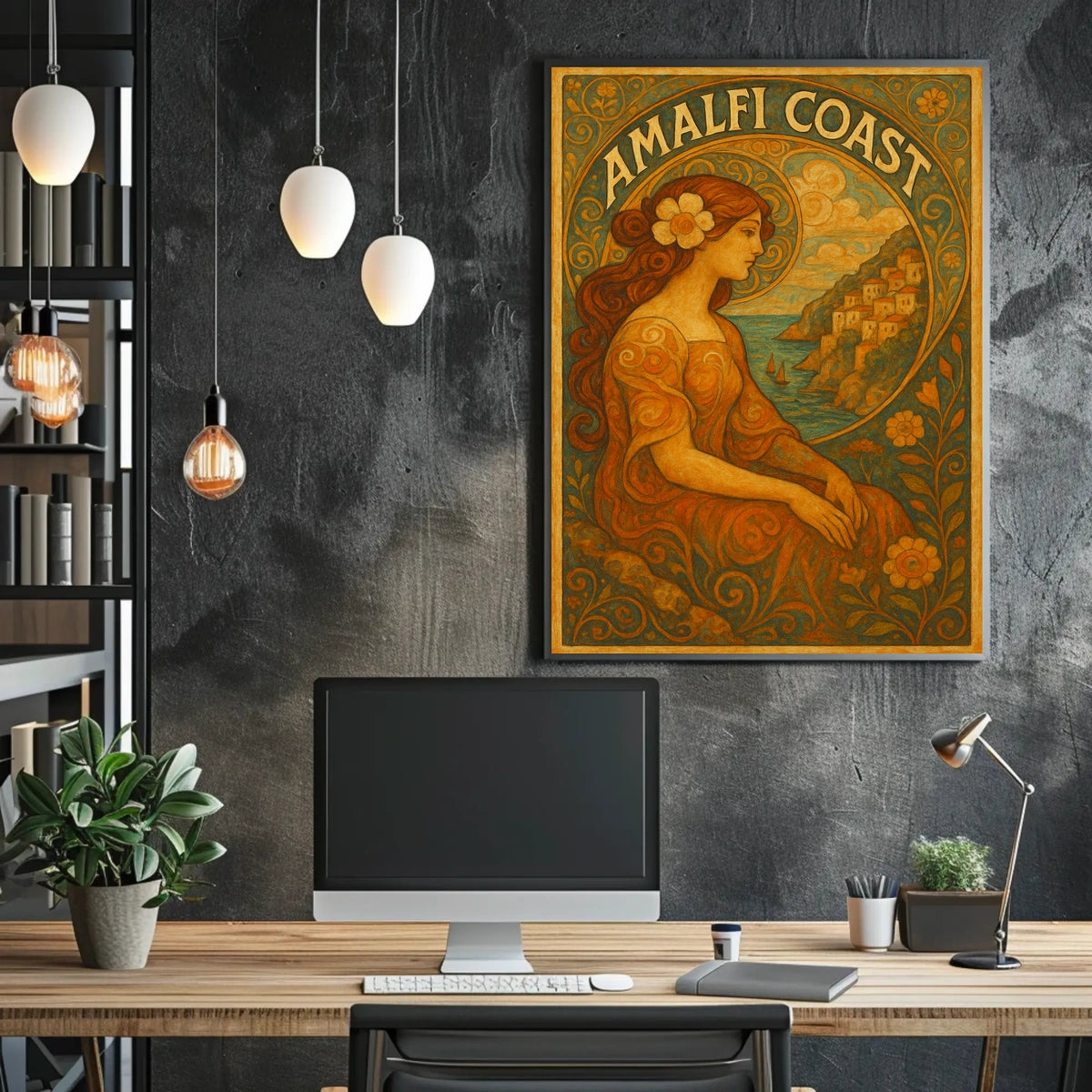 Amalfi Coast Art Nouveau Elegance Poster 18x24 Wall Art