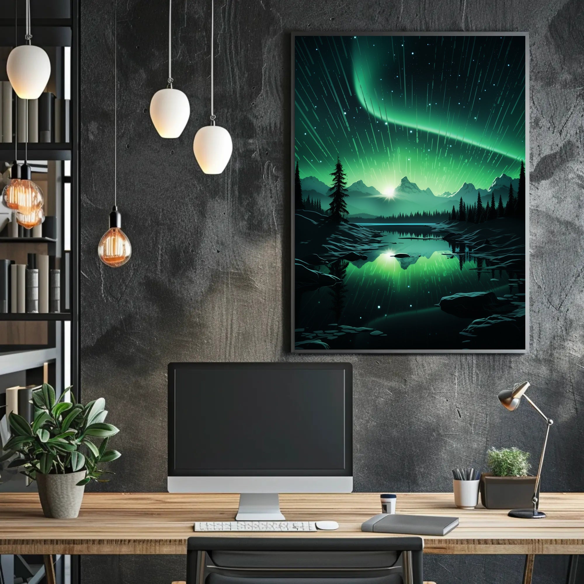 Aurora Over Tranquil Landscape Poster