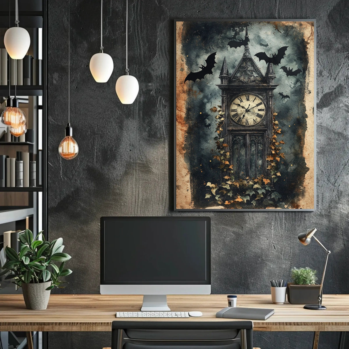 Haunted Clock Tower Gothic Artistic Pop Culture Poster