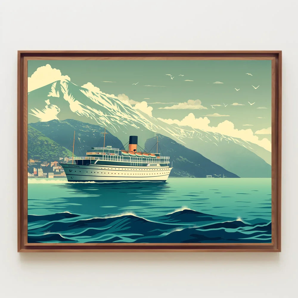 Vintage Ocean Liner Scenic Travel Poster Print