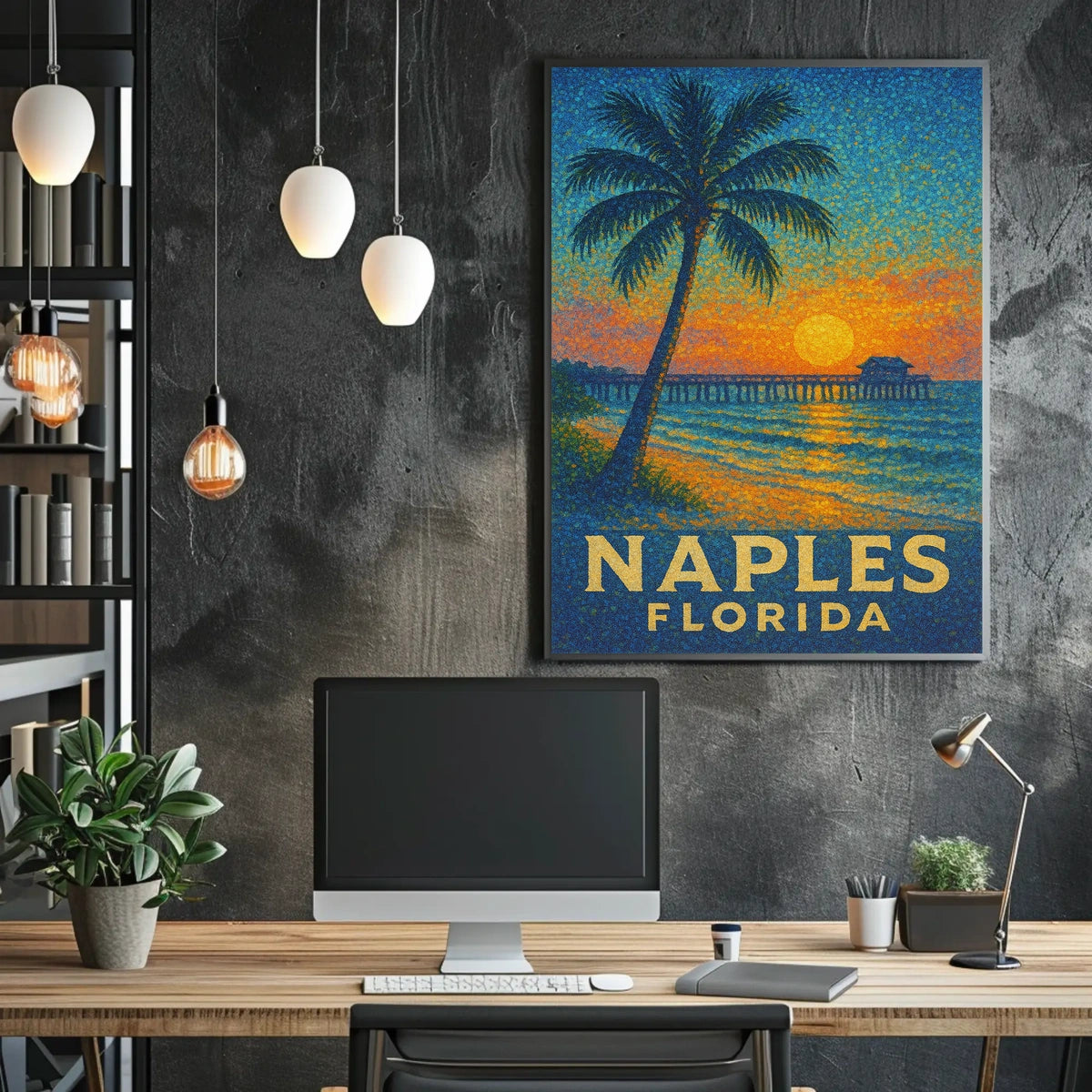 Naples Florida Sunset Poster Wall Art 18x24 Coastal Decor