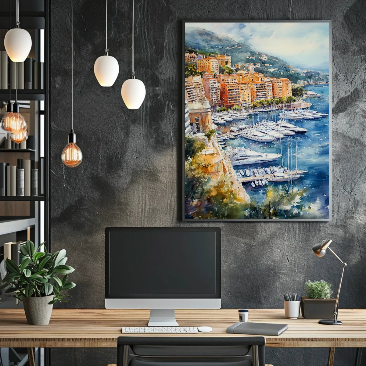 Monaco Harbor with Yachts View Poster