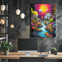 Futuristic Alien Landscape in Vibrant Colors Sci-Fi Poster