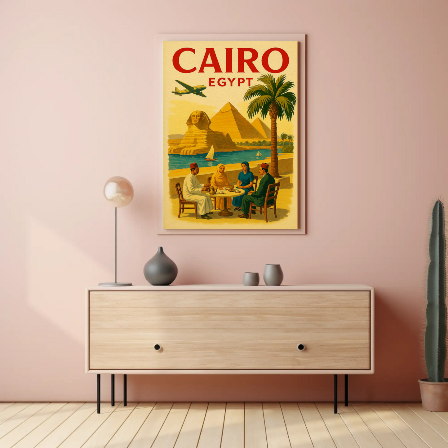 Cairo Egypt Pyramids Sphinx Vintage Culture Travel Poster