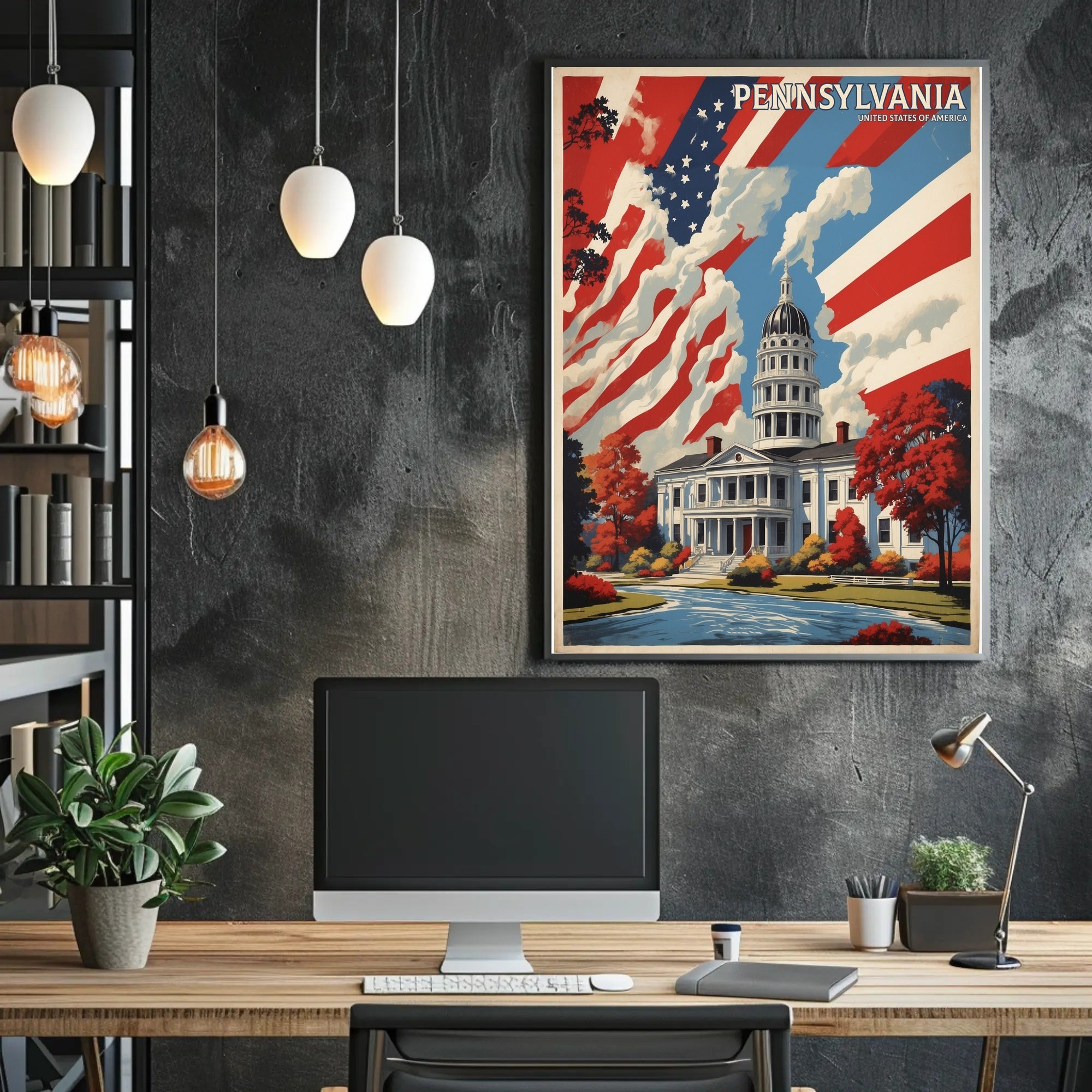 Vintage Pennsylvania State Capitol Travel Poster