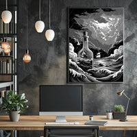 Stormy Seas in a Bottle Art Poster Print for Home Decor PosterGoat