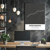 Boston Marathon Route Modern Minimalist Sports Poster