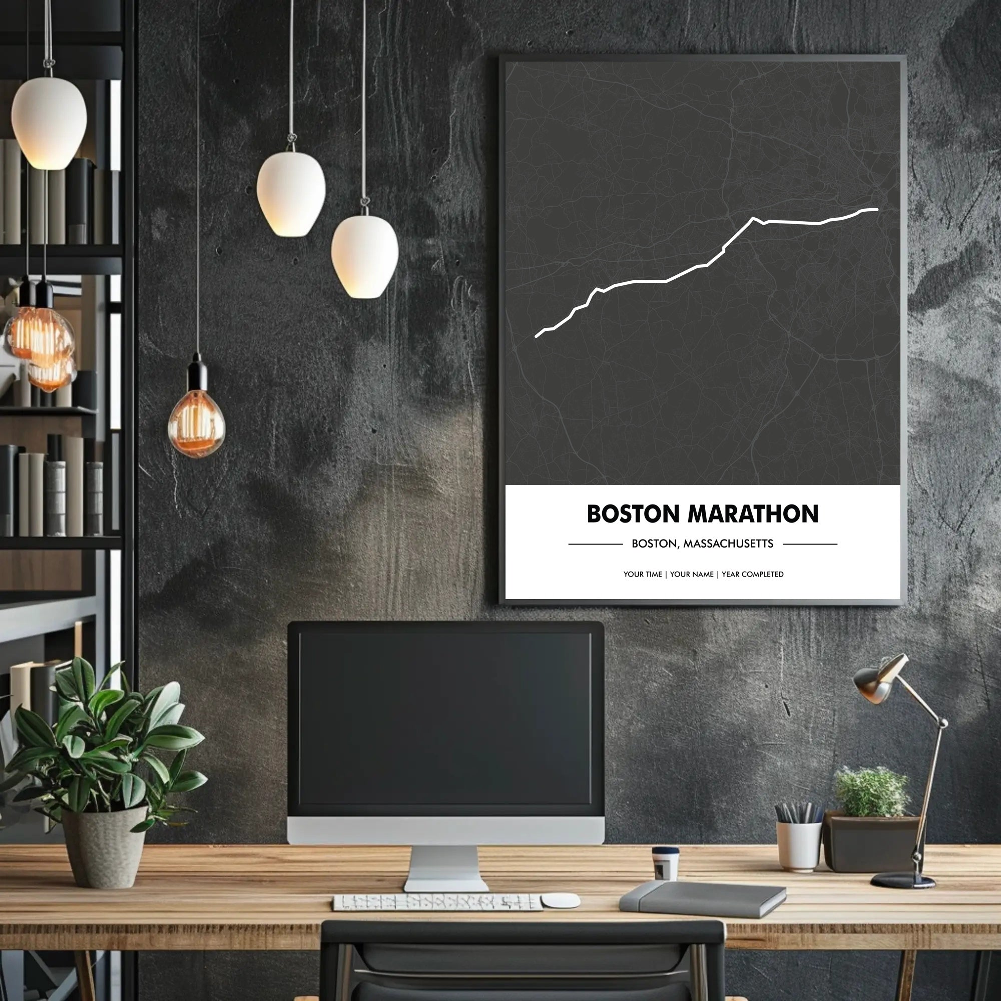 Boston Marathon Route Modern Minimalist Sports Poster