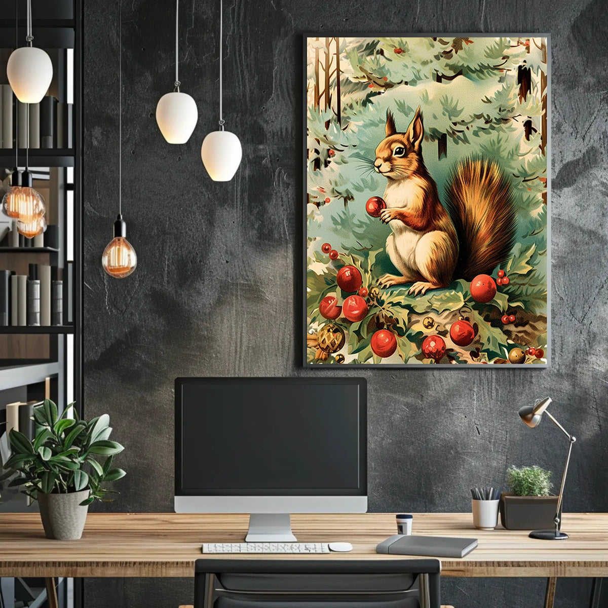 Festive Woodland Squirrel Poster
