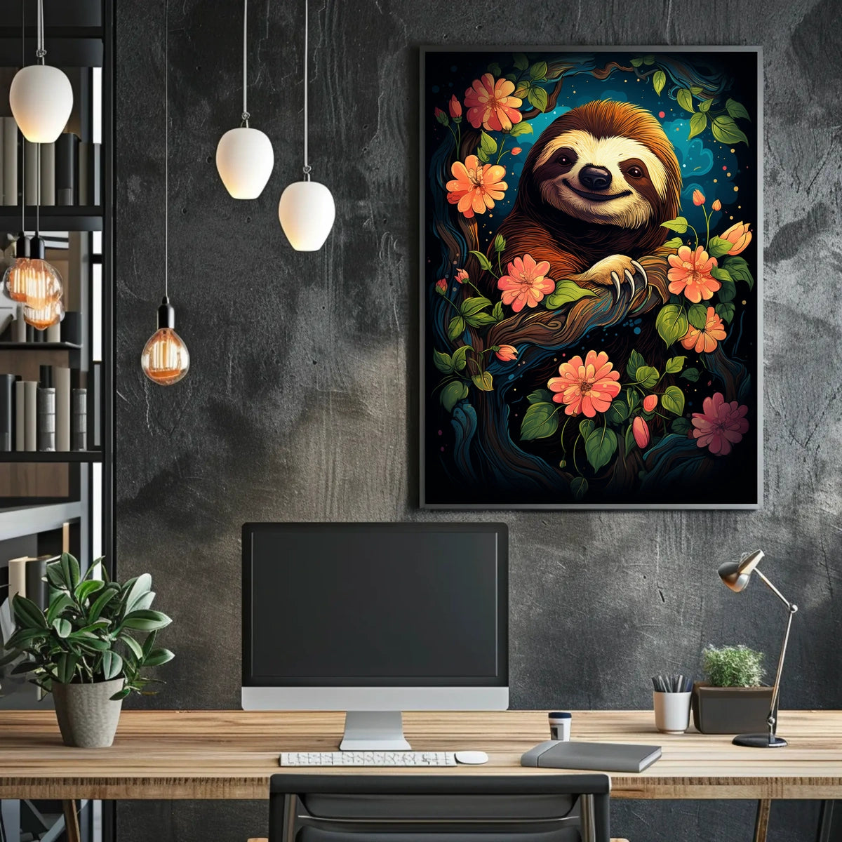 Enchanted Sloth In Bloom Poster