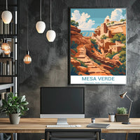 Mesa Verde National Park Vintage Illustration Poster