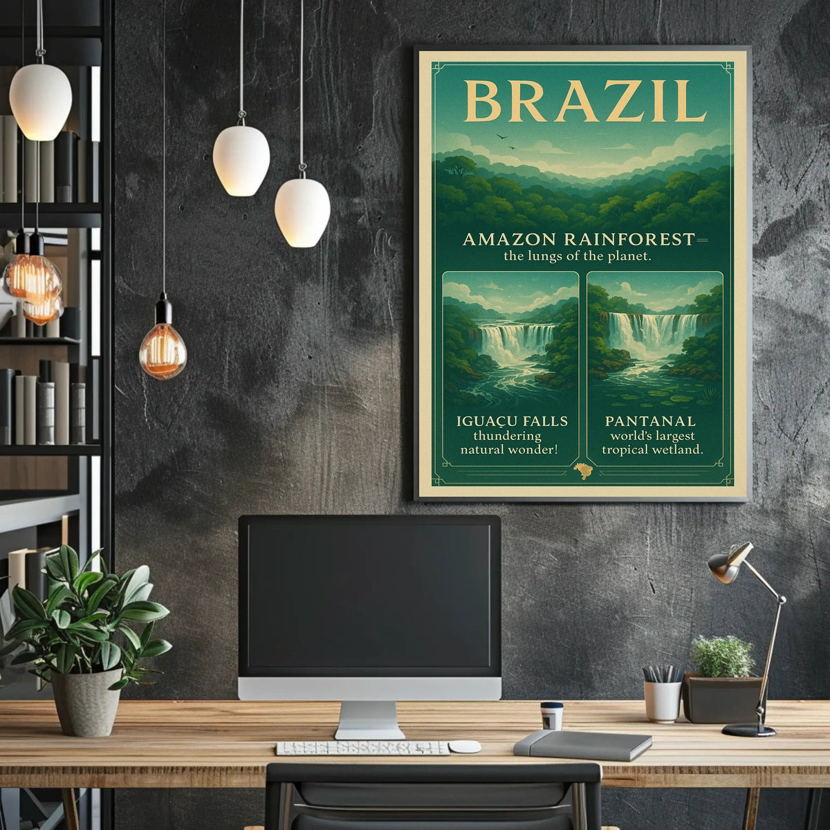 Brazil's Natural Wonders Vintage Travel Poster Art