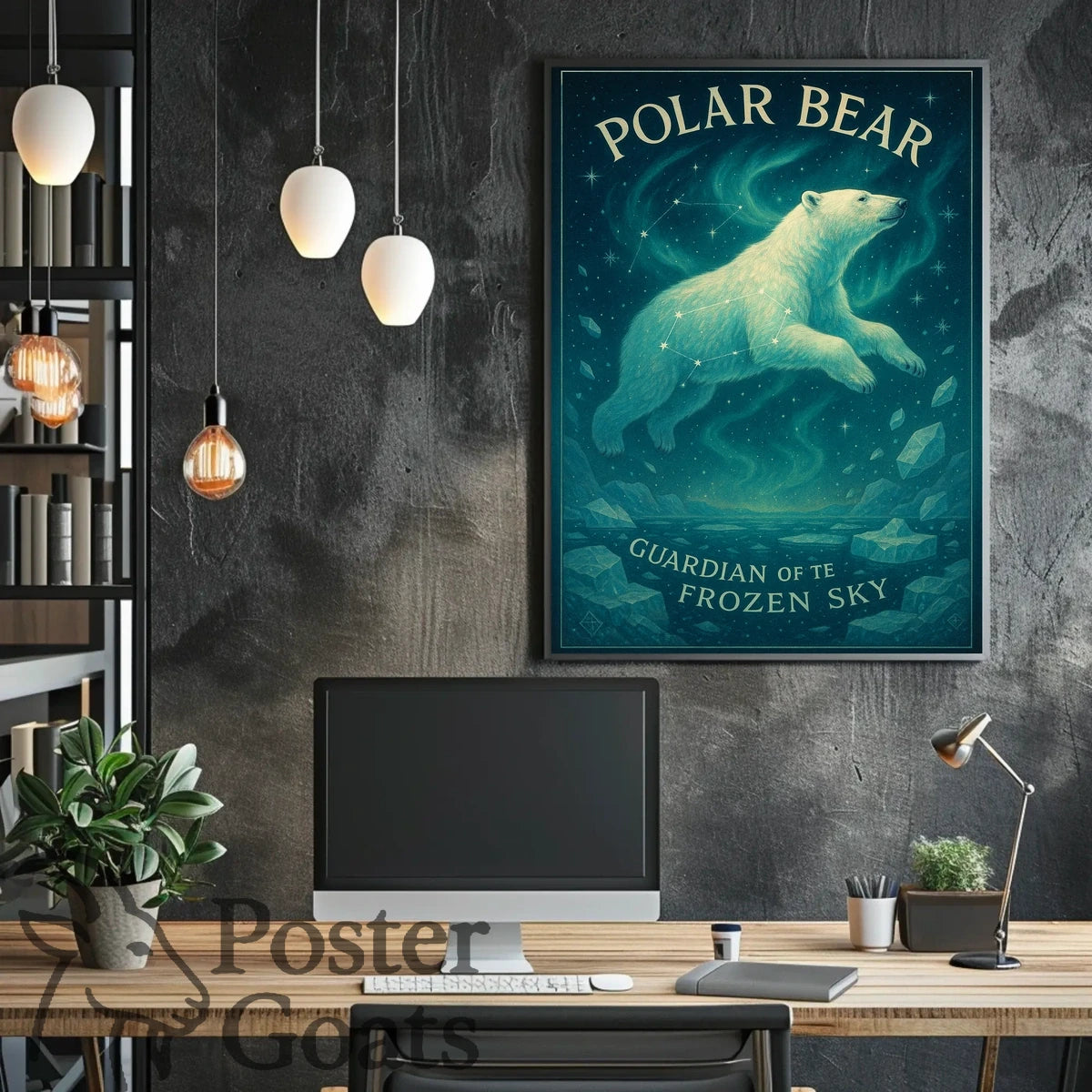 Majestic Polar Bear Cosmic Art Animal Poster