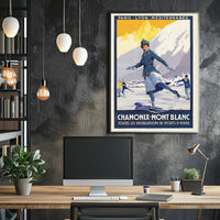 Vintage Chamonix Travel Poster - Elegant Alpine Winter Sports Adventure PosterGoat