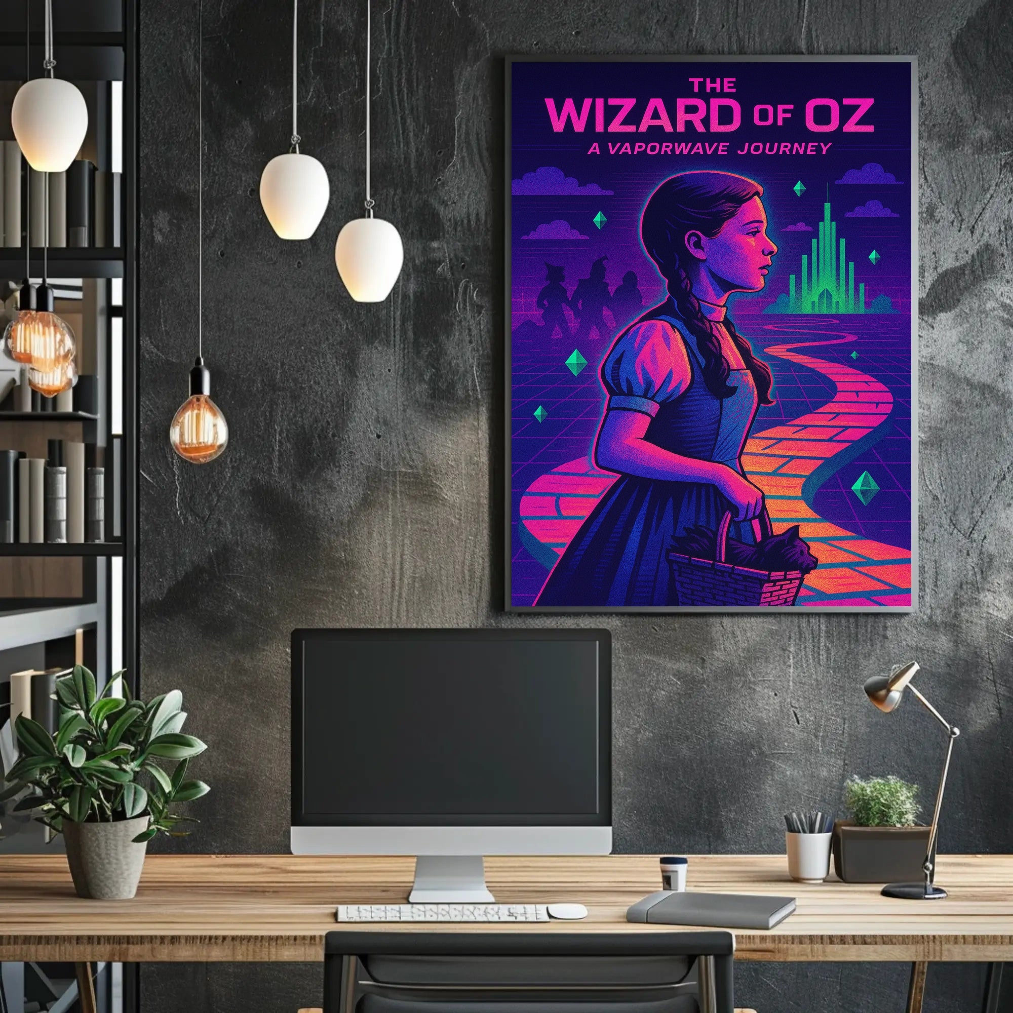 Vaporwave Wizard of Oz Fantasy or Mythology Poster PosterGoat