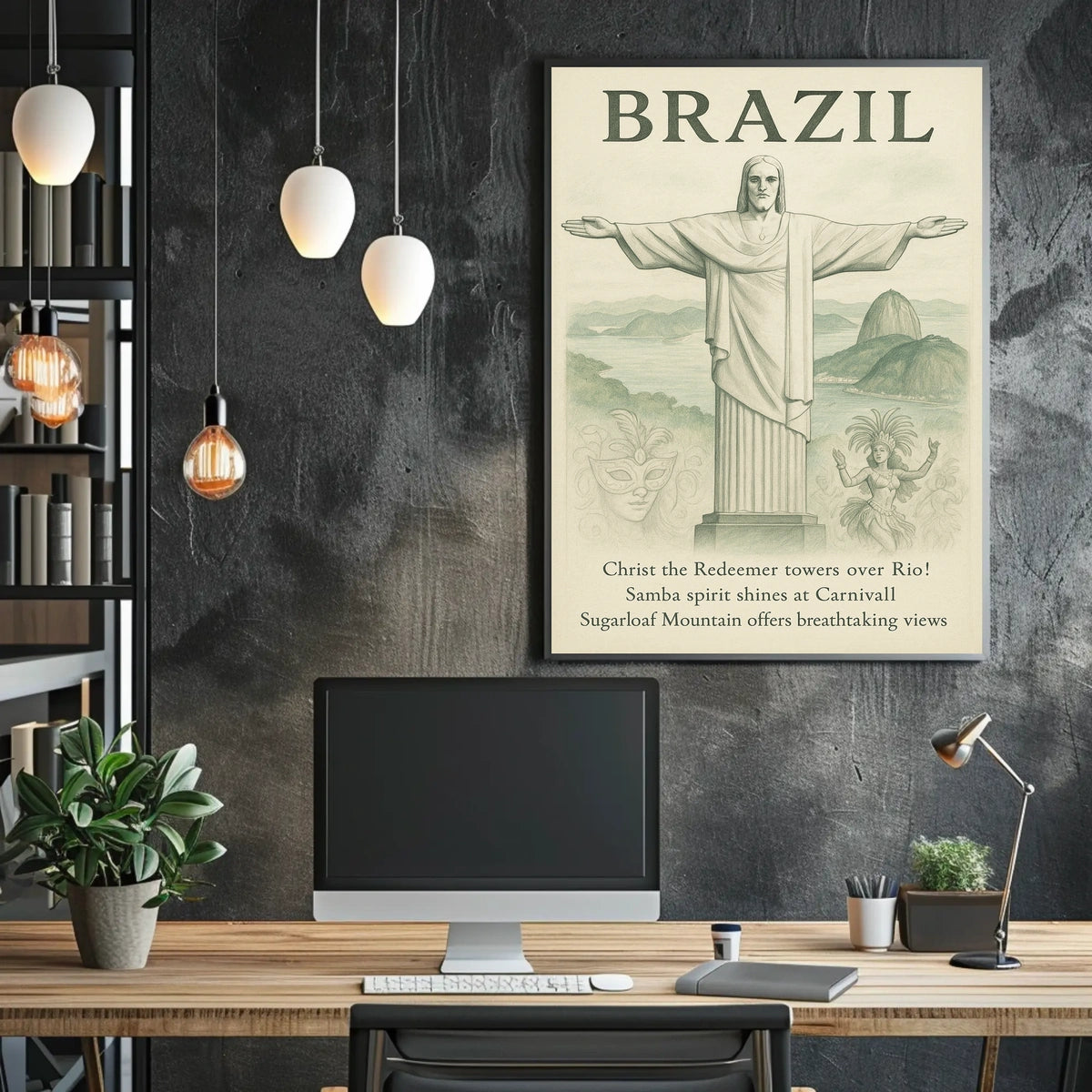 Brazilian Landmarks Vintage Poster: Carnival and Culture