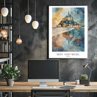 Mont Saint-Michel Watercolor Art: Travel Poster PosterGoat
