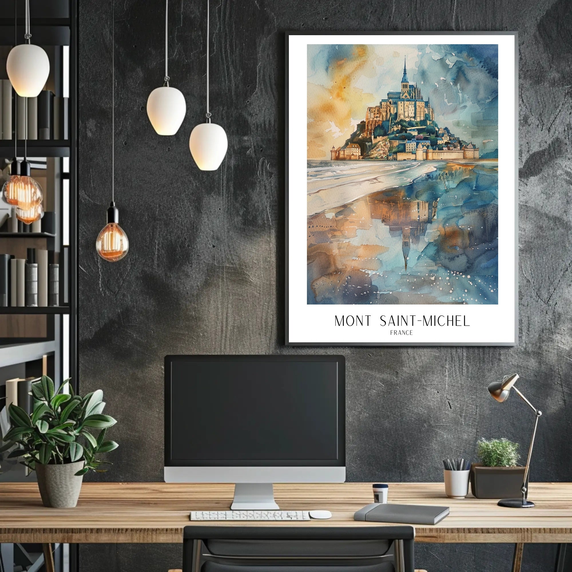 Mont Saint-Michel Watercolor Art: Travel Poster PosterGoat