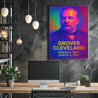 Grover Cleveland 24th President of the United States Neon Gradient Overlay Poster