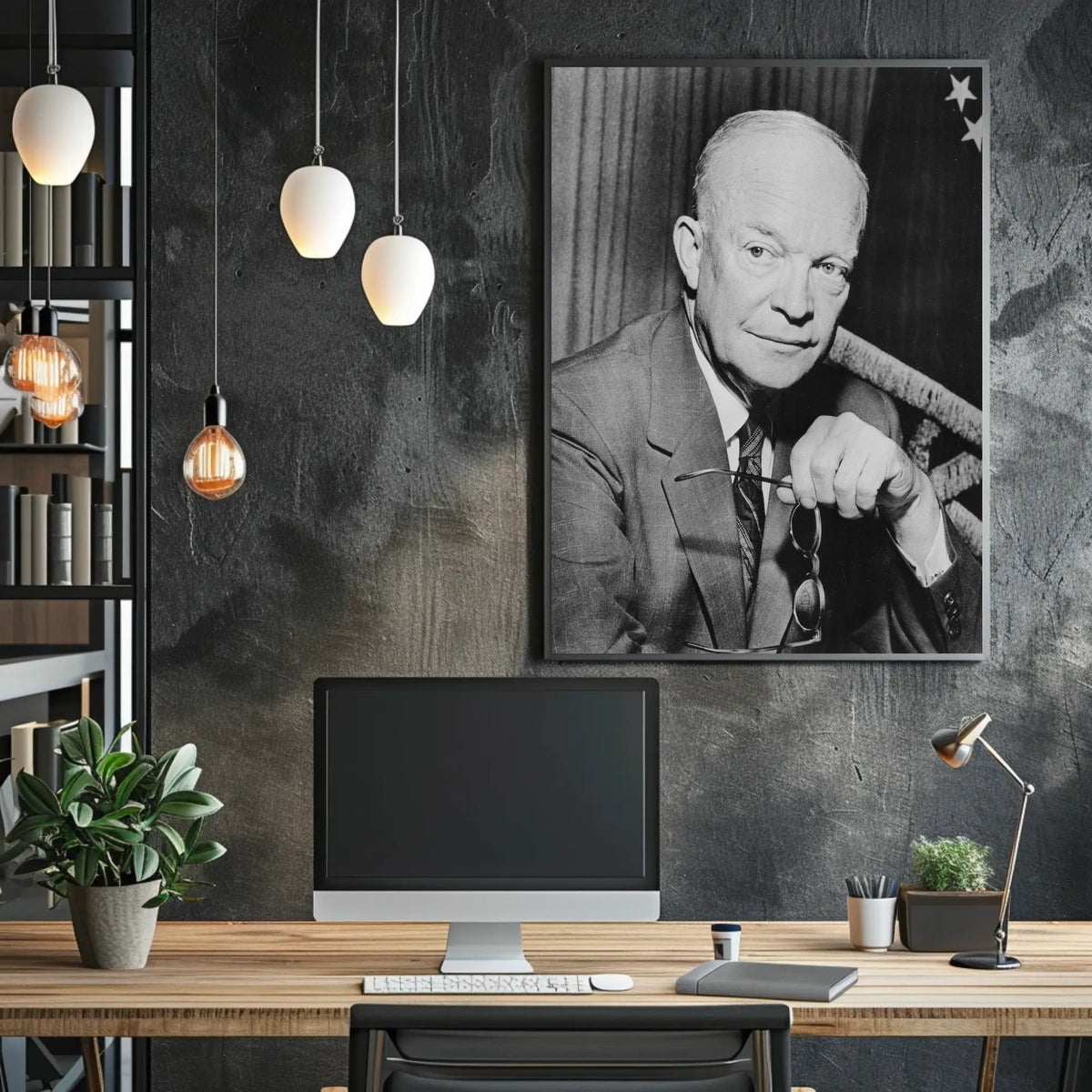 Black and White Portrait β Dwight D. Eisenhower Poster