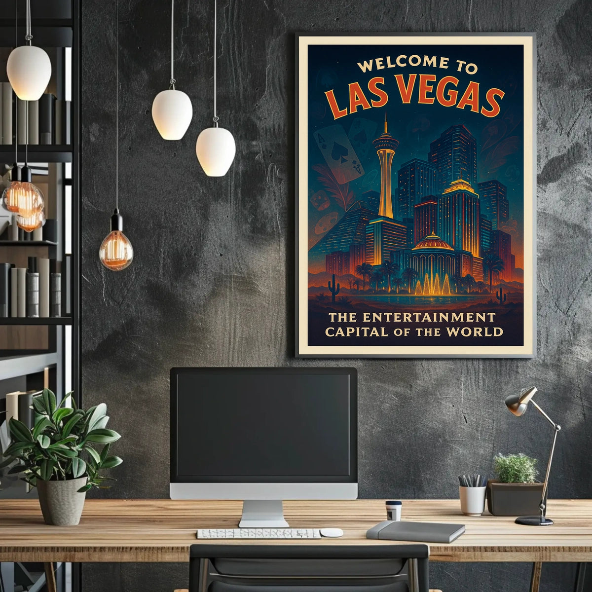 Las Vegas Vintage Skyline Poster: Nostalgic Travel Art