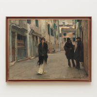 European Street Scene in Impressionistic Artistic Poster