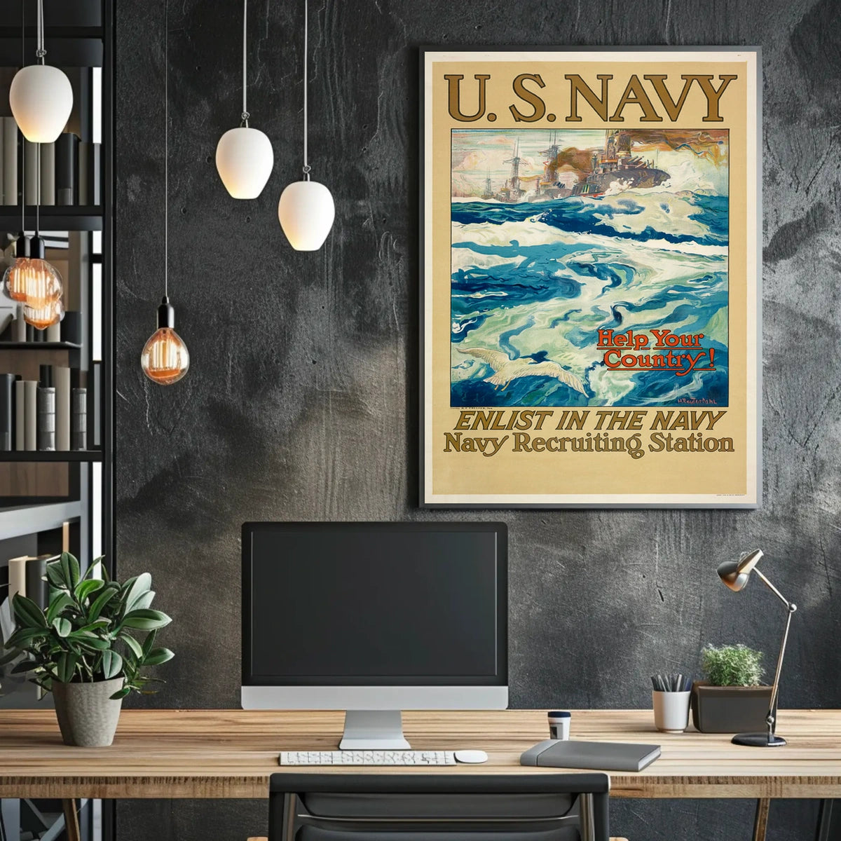 Vintage U.S. Navy Recruitment Poster from WWI Era