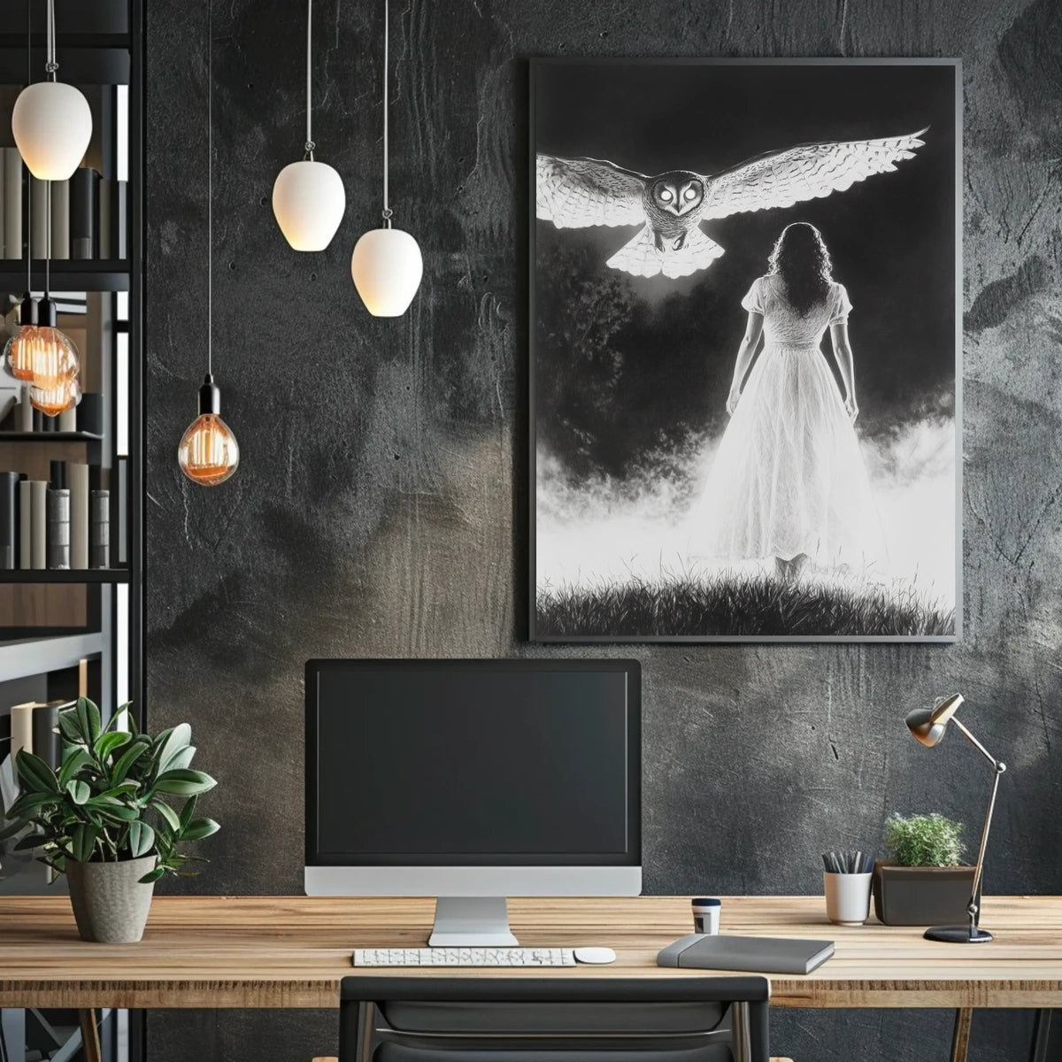 Misty Field Encounter Mysterious Surreal Ethereal Poster