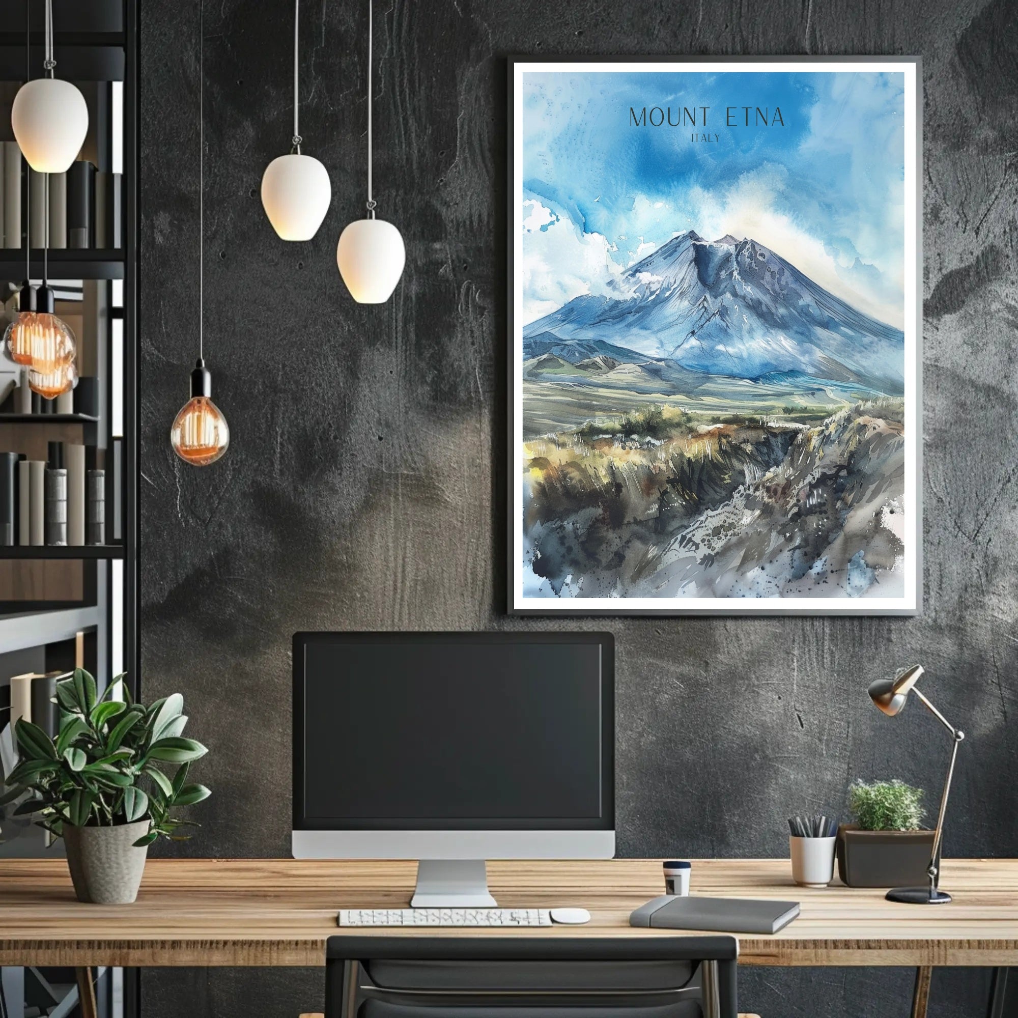 Mount Etna Illustration Poster PosterGoat