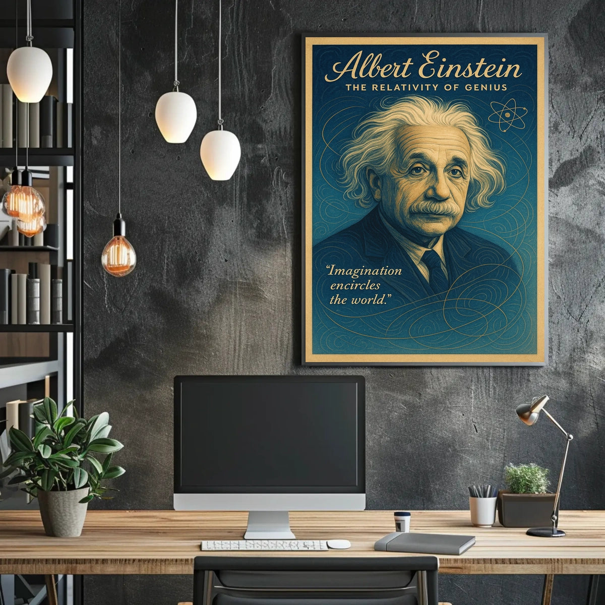 Albert Einstein Inspirational Genius Vintage Art Poster