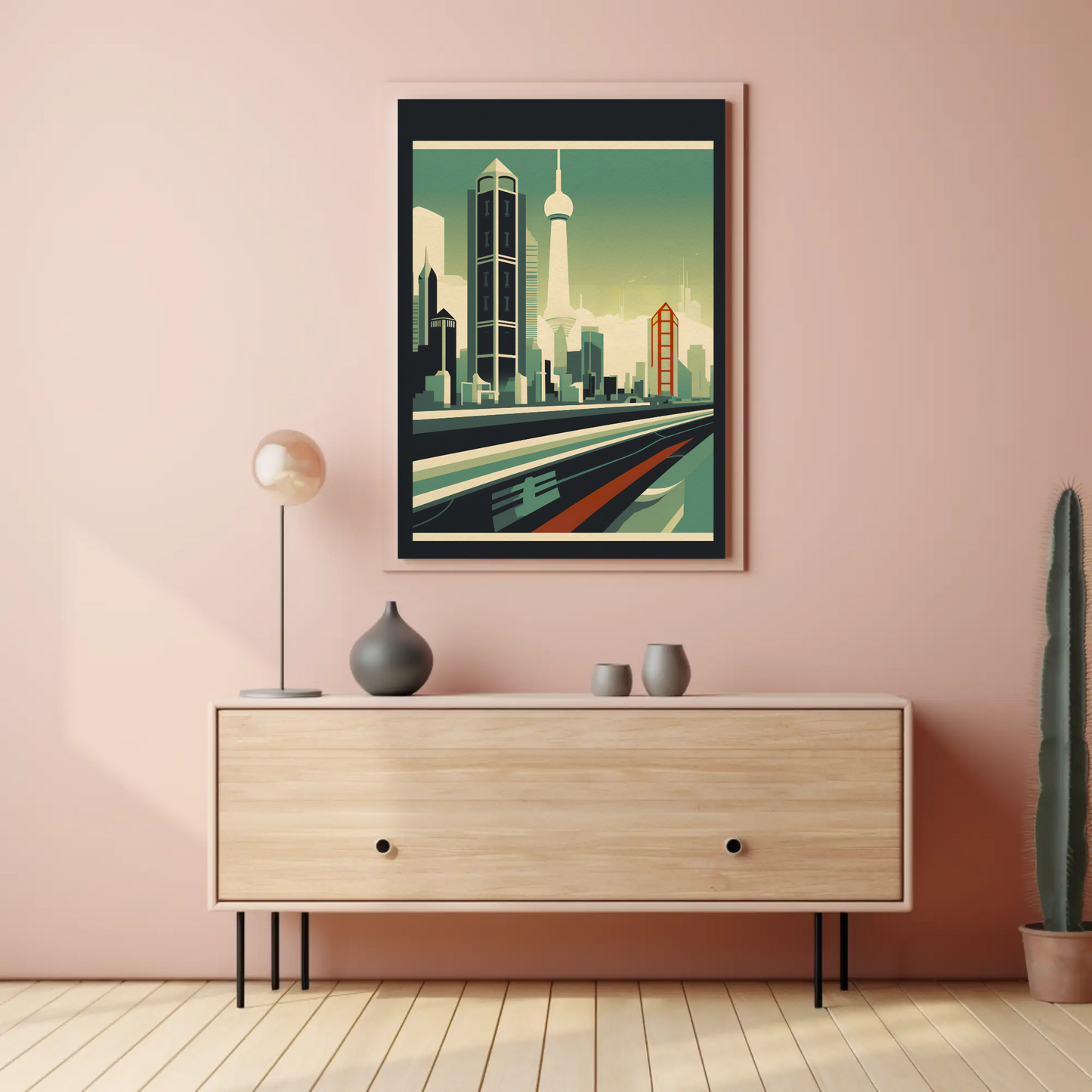 Futuristic Skyline Of Shanghai China Travel Poster