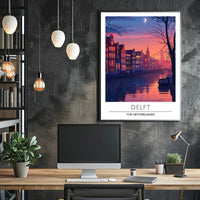 Serene Evening Scene of Delft Urban or Cityscape Poster