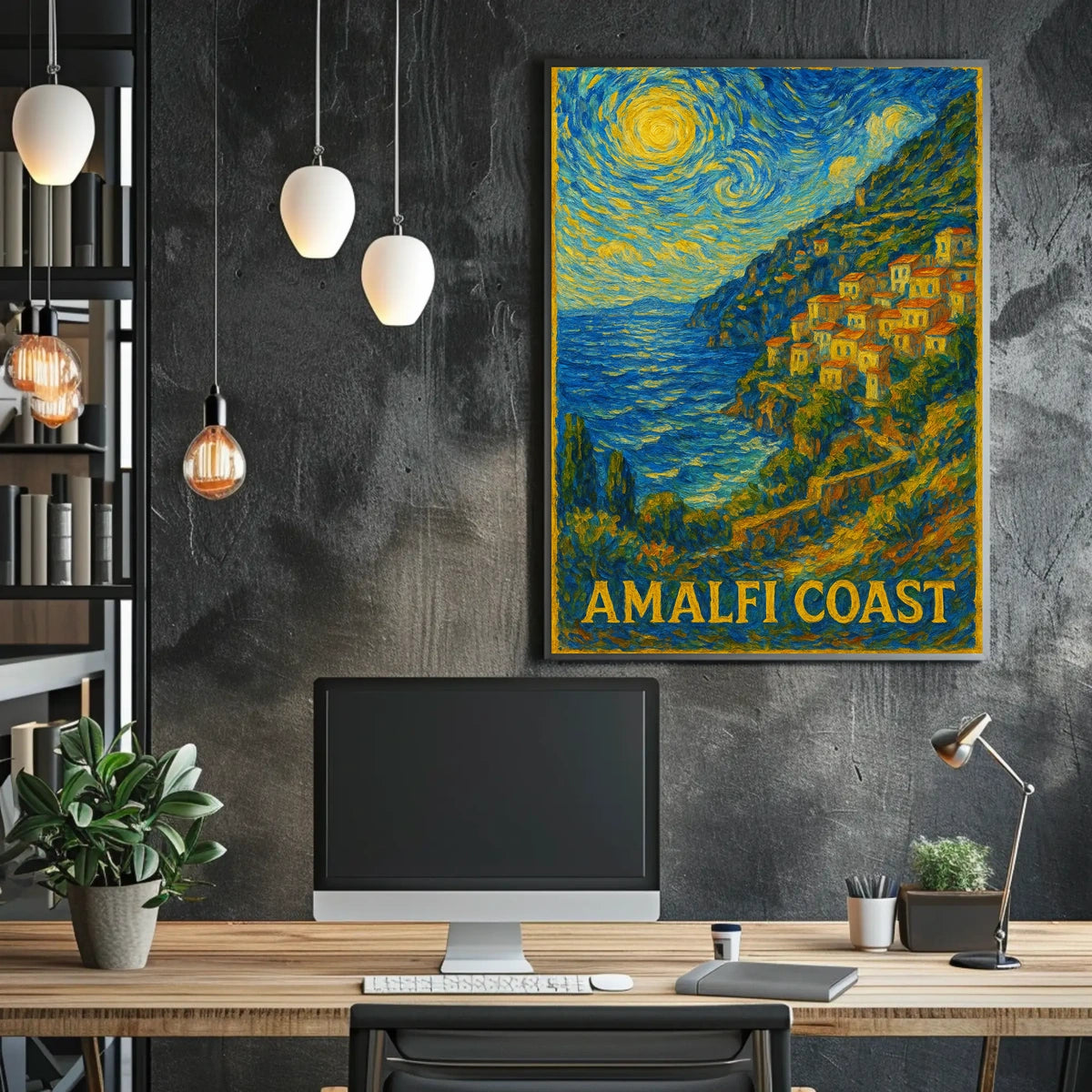 Amalfi Coast A Starry Impression Poster