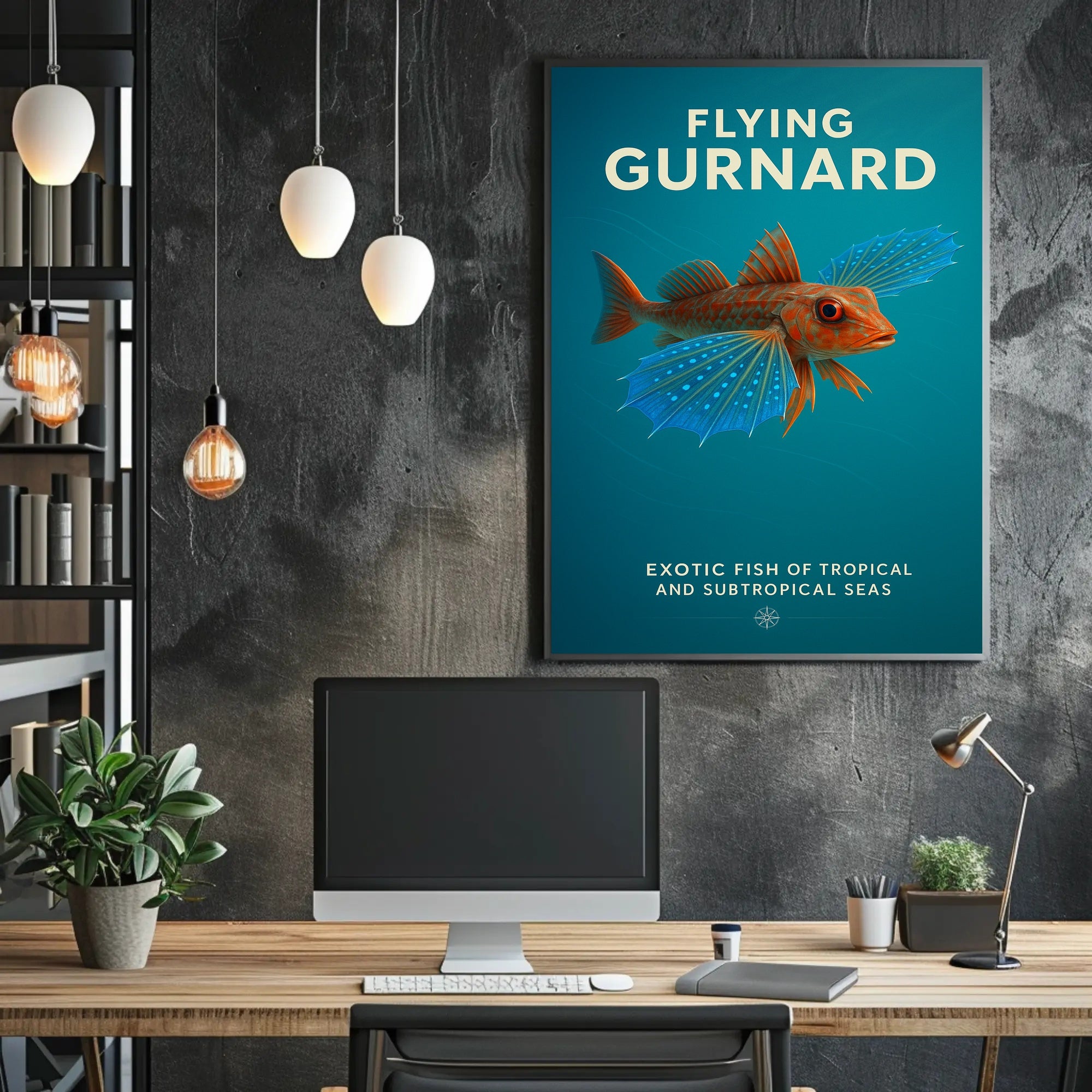 Flying Gurnard Marine Life Educational Poster PosterGoat